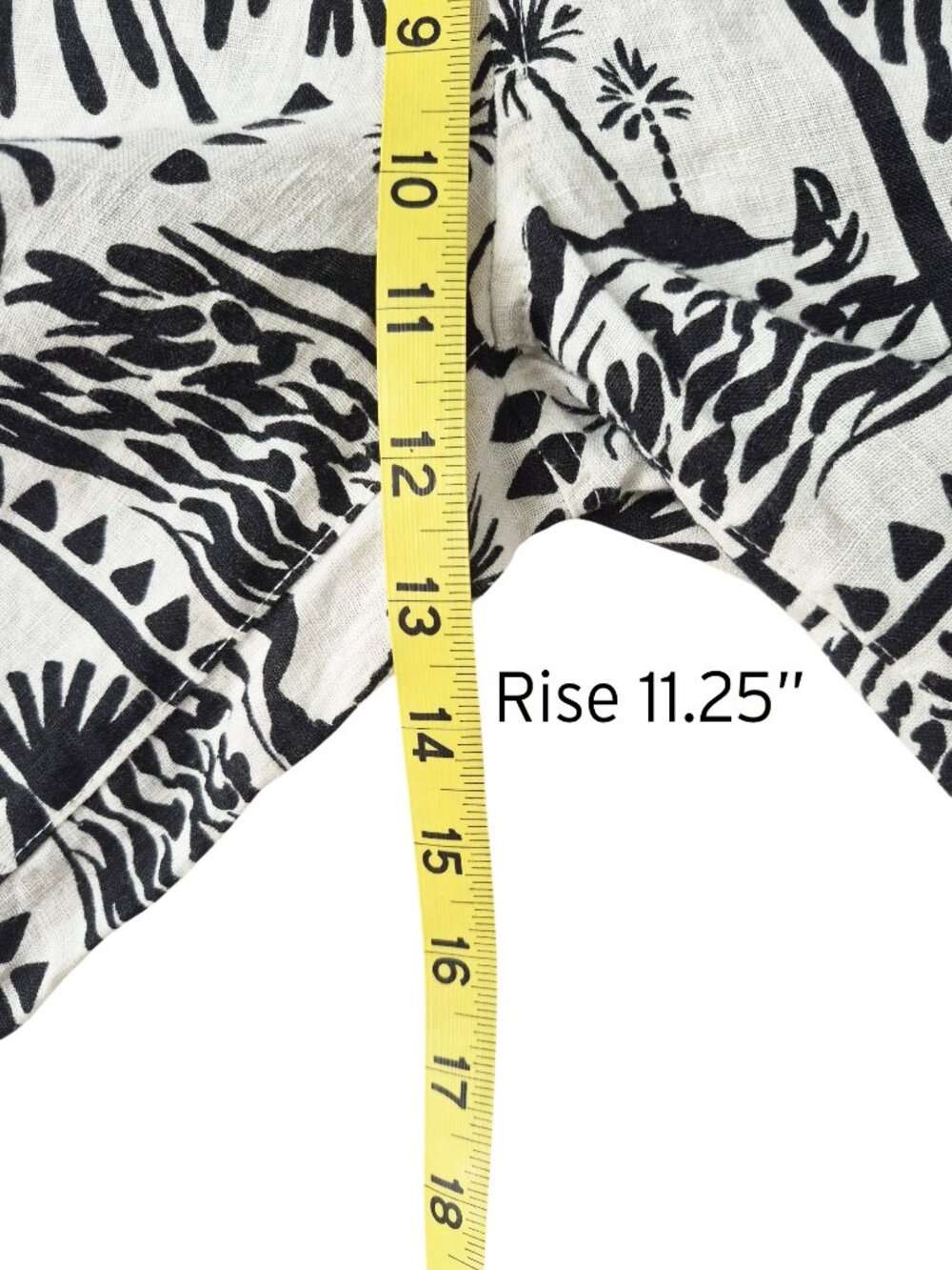 Rachel Zoe Linen Tropical BW Tribal Print Wide Leg Pants Pull on Drawstring M - Picture 9 of 13